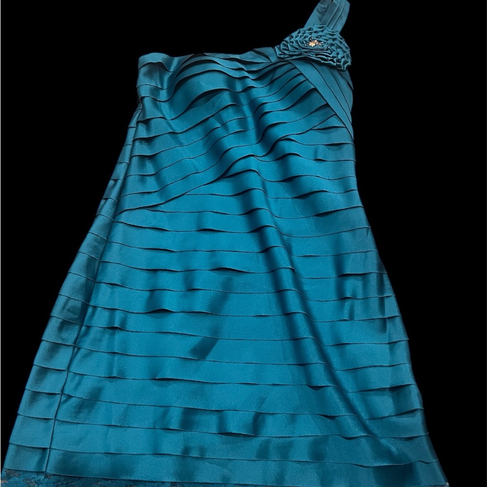 Aspeed Teal One-Shoulder Strapless Party Dress